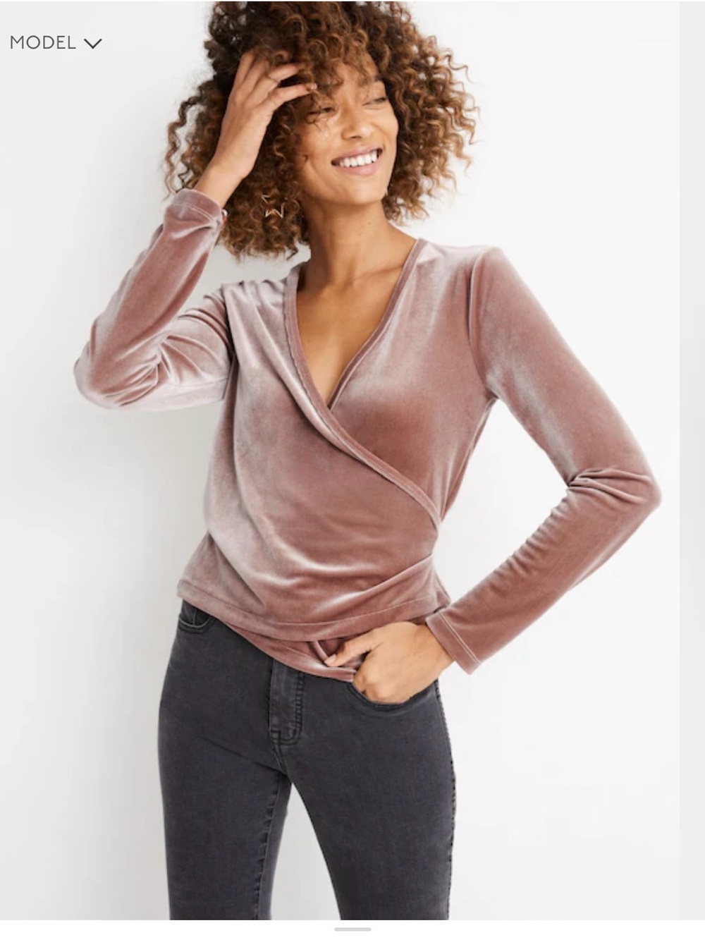 Madewell Velvet Ballet Wrap Top Blush Pink Size Small
